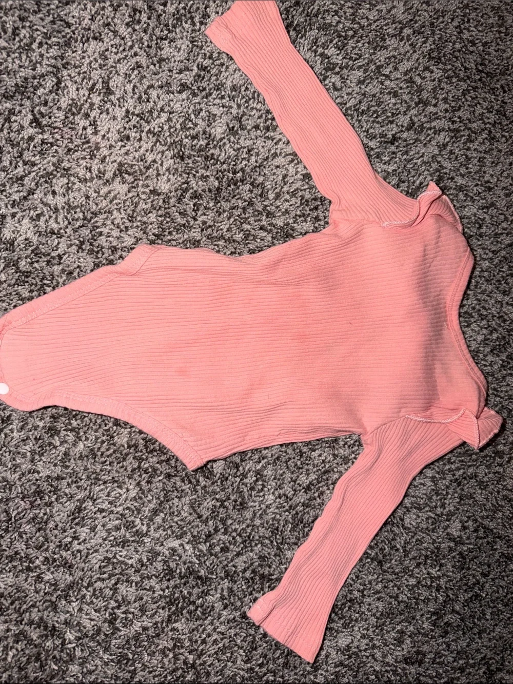Source Unknown Pink Ribbed Long-Sleeve Baby Bodysuit with Script